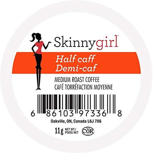 Skinnygirl Half Caff Coffee Pods Reduced Caffeine Medium Roast Coffee in Single Serve Pods for Keurig K Cups Brewers 24 Count Per Box 2 Boxes