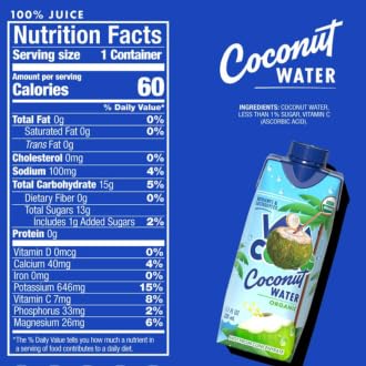 Pure Organic Coconut Water – Natural Hydration Drink with Electrolytes 11.1 oz Cartons Pack of 18