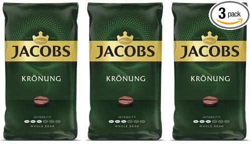 Jacobs Kronung Whole Bean Coffee 500 Gram / 17.6 Ounce (Pack of 3)