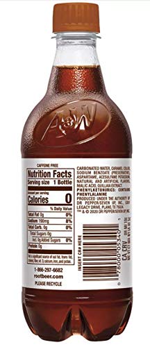 A&ampW Zero (Diet) Root Beer 20 Fl Oz Bottles (Pack of 12 Total of 240 Fl Oz)