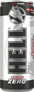 HELL ZERO Energy Drink | 32 mg/100 ml Caffeine | Vitamins B3 B5 B6 B12 | No Preservatives | Environmentally Friendly Packaging | 24 x 250ml | Compatible with HELL Energy