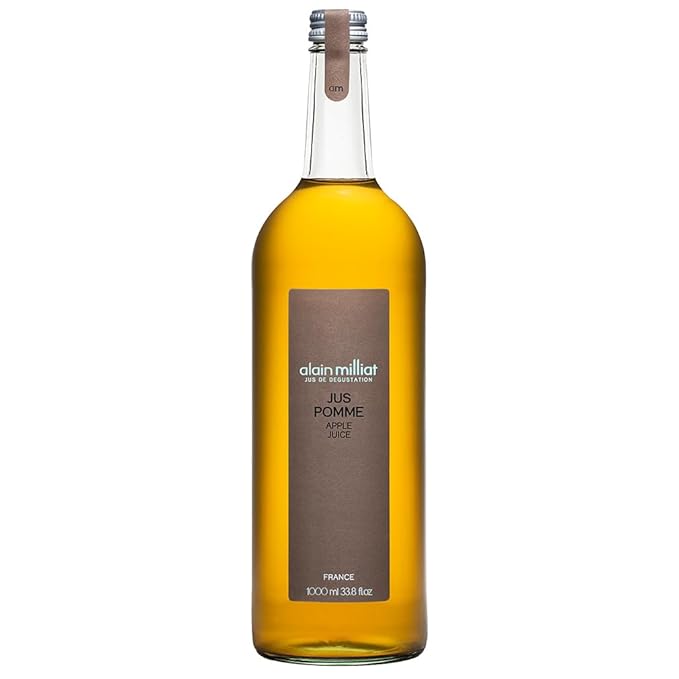 Alain Milliat - Apple Juice 33.8 Fl Oz (One 1L / 1000ml Glass Bottle) | GMO-Free Apples | Imported from France