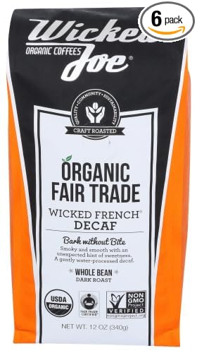 Wicked Joe Coffee Bean Decaf Dark Roast 12 oz (Pack of 6)