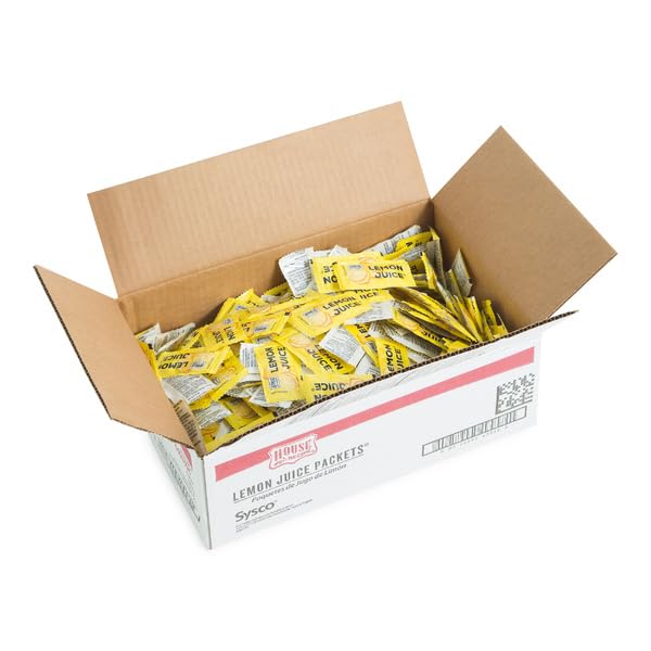 House Recipe Imperial Lemon Juice Packets Made with Real Lemon Juice from Concentrate Portion-Control Single Servings Kosher 4 gram Packets (Pack of 500) – Perfect for Tea Seafood and Recipes