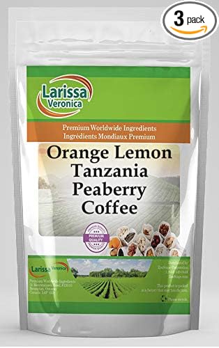 Orange Lemon Tanzania Peaberry Coffee (Gourmet Naturally Flavored Whole Coffee Beans) (4 oz ZIN: 562544) - 3 Pack