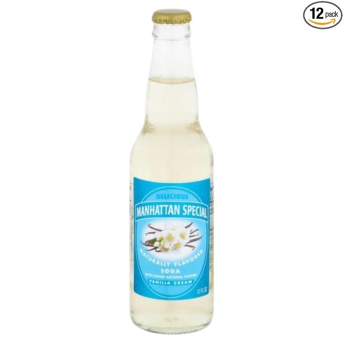 Manhattan Special Premium Soda Variety Classic Glass Bottles Italian-Style Craft Beverage 12 fl oz Each (12-Count) (12 Vanilla Cream)