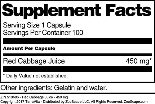 Terravita Red Cabbage Juice - 450 mg (100 Capsules ZIN: 519606) - 3 Pack
