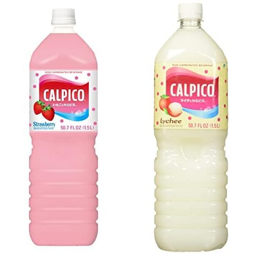 Calpico Soft Drink Bundle - Strawberry and Lychee Flavors 50.7 FZ (2-Pack)