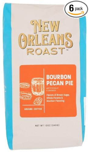 New Orleans Roast Coffee Ground Bourbon Pecan Pie 12 oz (Pack of 6)