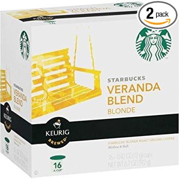 Starbucks Blonde Ground Coffee Keurig K-cups Veranda Blend 16ct (Pack of 2)
