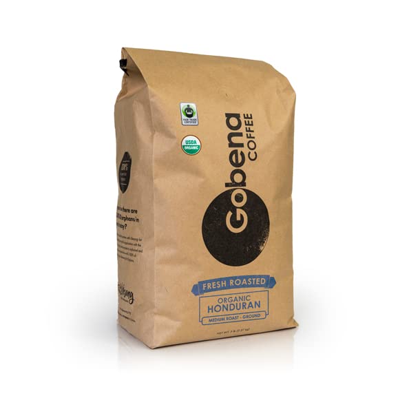 Gobena Coffee 5lb Fair Trade Organic Certified Honduran Ground Medium Roast100% Arabica Specialty Coffee 80 ounces 5 pounds Bulk
