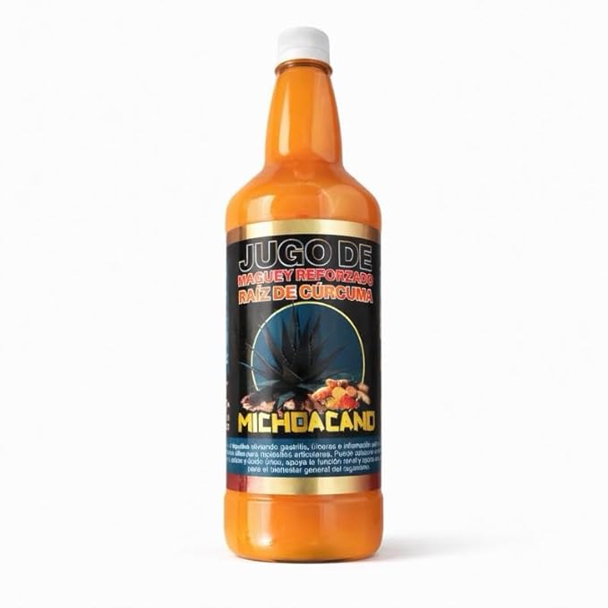 Maguey Juice - Jugo De Maguey Michoacano con Raíz de Cúrcuma Tarasco 1 Litro 33.3Fl Oz 100% Natural Beverage
