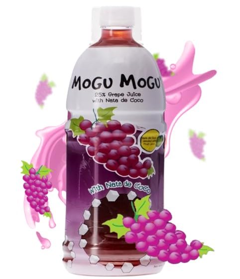 Mogu Mogu Grape Juice with 25% Nata De Coco 1000ml (12 Pack)