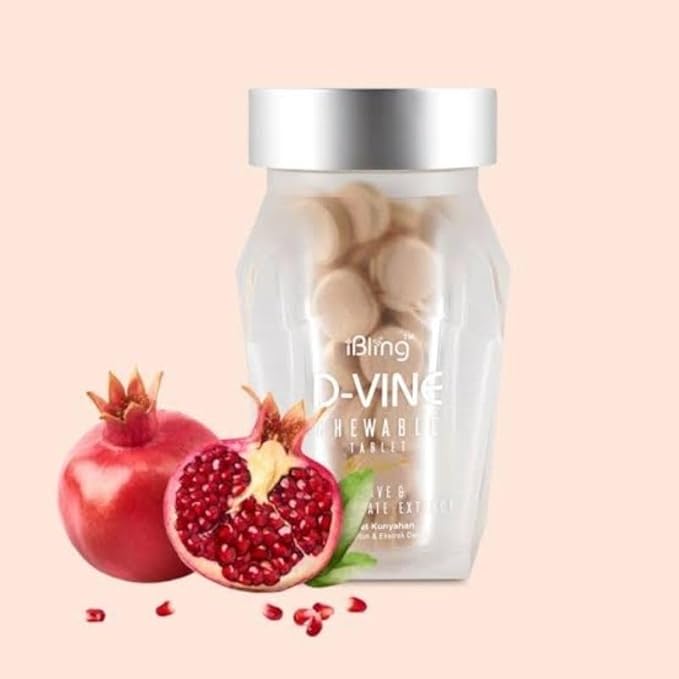 WELLOUS Ibling D-Vine Anti Aging Pomegranate Extract Chewable Collagen Tripeptides Glowing Skin Firming 60 Tablets/Bottle (Pack of 4)