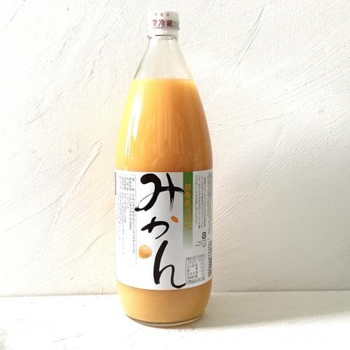 Japanese Straight Unshu Mikan Juice 1000ml (Pack of 2 Glass Bottles) ‎Nihon Kajitsu Kogyo 100% Domestic Mandarin Juice Additives Free No Sugar Added MADE IN JAPAN Limited Stock