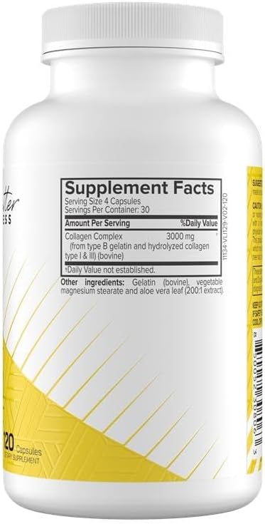 Ageless Collagen – Hydrolyzed Collagen Supplement for Hair Skin Nails &amp Bone Support – Promote Skin Elasticity &amp Healthy Aging – 120 Caps YMW