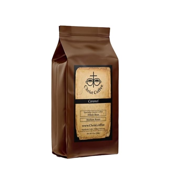 Christ Coffee Caramel Whole Bean | Smooth and Creamy Flavor Perfect for Daily Brew | Freshly Roasted Rich Aroma 12 oz Bag