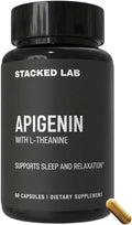 Apigenin with L-Theanine for Better Sleep | Premium Sleep Support Relaxation &amp Sleep Quality Aid | Non-Drowsy Melatonin Free | 60 Capsules