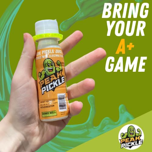 Peak Pickle 3oz Pickle Juice Shots – Electrolyte Beverage Made from Natural Pickle Brine – Travel Size Sports Hydration Drink (12 Pack with Holder)