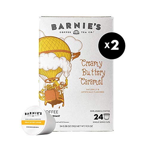 Barnie's Single Serve Creamy Buttery Caramel Coffee Pods Creamy and Smooth Caramel Flavor Gluten and Fat Free Medium Roast Coffee Compatible with Keurig Brewers 48 Count