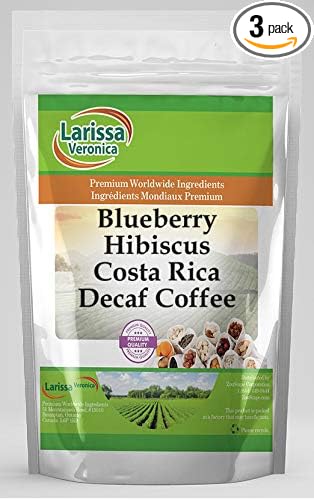 Blueberry Hibiscus Costa Rica Decaf Coffee (Gourmet Naturally Flavored Whole Coffee Beans) (16 oz ZIN: 562387) - 3 Pack