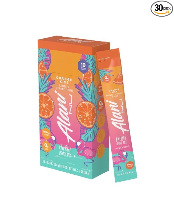 Alani Energy Drinks Mix Variety Pack (Pack of 30) | Orange Kiss Flavor | Sugar-Free Low-Calorie Energy Boost Drink | Product delivered exactly as depicted in the images