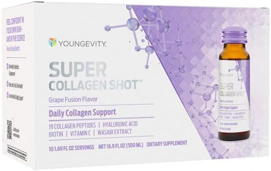 Youngevity Super Collagen Shot™ | 10g Collagen Peptides + Hyaluronic Acid &amp Biotin | Liquid Daily Collagen for Skin Hair Nails &amp Bone Support | Non-GMO &amp Gluten-Free