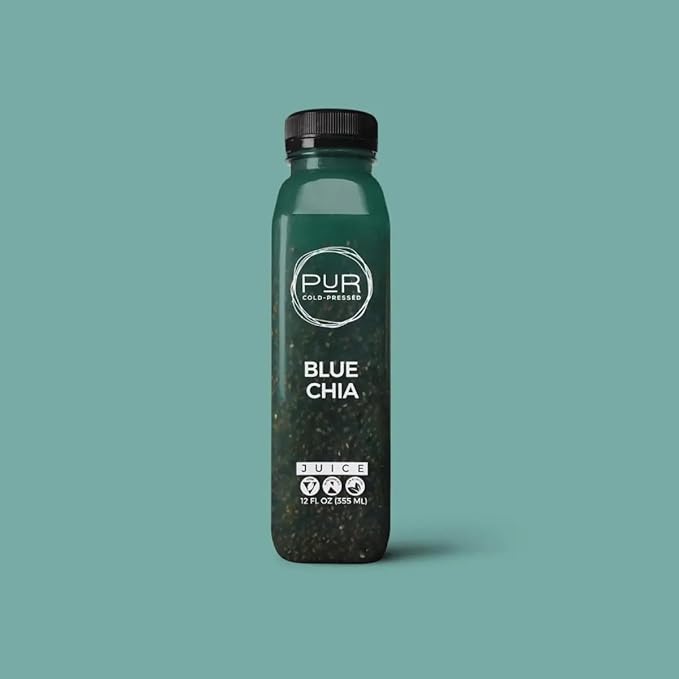 PUR Cold-Pressed Juice – Mini Harmony 5 Day Cleanse – Greens Blue Chia and Pineapple Mint Juices plus Vanilla Almond Nut Mylk with Plant-Based Protein – Non-GMO Pressed at Source – 20 Bottles