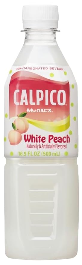 CALPICO White Peach – Smooth Creamy &amp Refreshing Non-Carbonated Beverage Sweet and Tangy Japanese Lactic Acid Drink 16.9 Fl oz (Pack of 6)