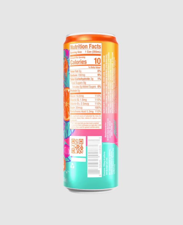 Alani Cotton Candy Energy Drinks sugar free low calorie energy drinks 12 Fl Oz Cans (12 Fl Oz (Pack of 12) Orange Kiss)