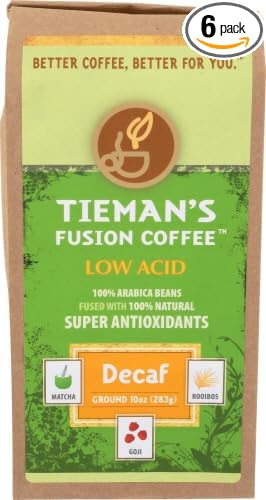 Tiemans Fusion Ground Decaffeinated Coffee Fused 10 oz (Pack of 6)