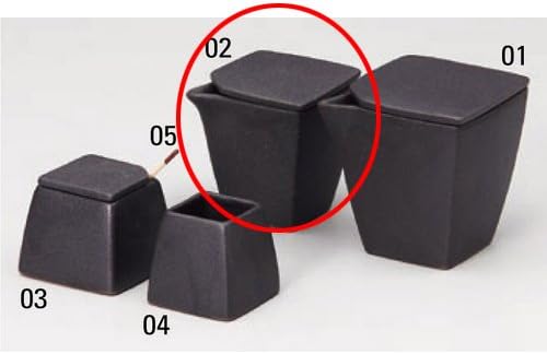 せともの本舗 kbu3-369-15-433-5set Set of 5 Seasoning Black Bizen Kaku Juice (Small) [6 x 6 x 7cm / 100] Ryokan Ryokan Restaurant Japanese Food Commercial