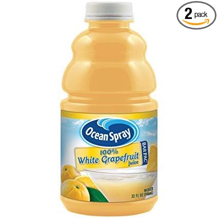 Ocean Spray - White Grapefruit Juice 32 oz Bottlel ( Two Bottles)