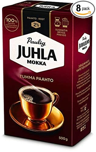 Paulig Juhla Mokka Dark Roast fine ground Coffee 8 Packs of 500g