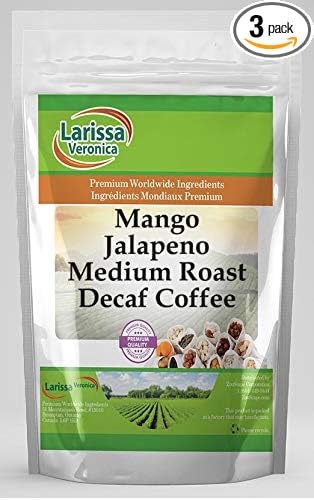 Mango Jalapeno Medium Roast Decaf Coffee (Gourmet Naturally Flavored Whole Coffee Beans) (8 oz ZIN: 570893) - 3 Pack