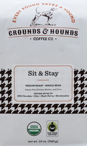 GROUNDS &amp HOUNDS Sit and Stay Coffee Whole Bean 12 OZ