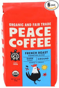 Peace Coffee Ground French Roast 12 oz (Pack of 6)