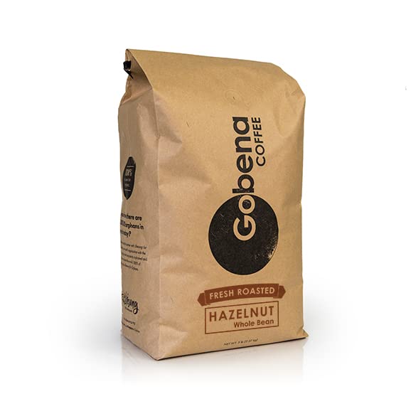 Gobena Coffee 5lb Hazelnut Whole Bean Medium Roast 100% Arabica Coffee 80oz Bulk Bag
