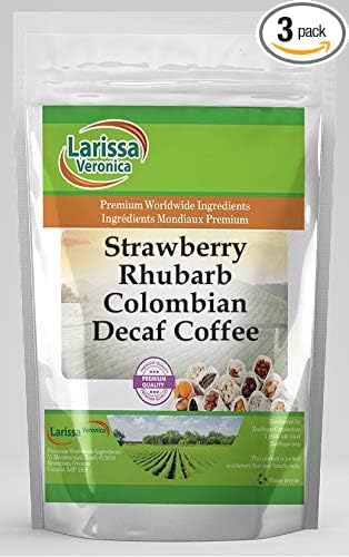 Strawberry Rhubarb Colombian Decaf Coffee (Gourmet Naturally Flavored Whole Coffee Beans) (4 oz ZIN: 564349) - 3 Pack