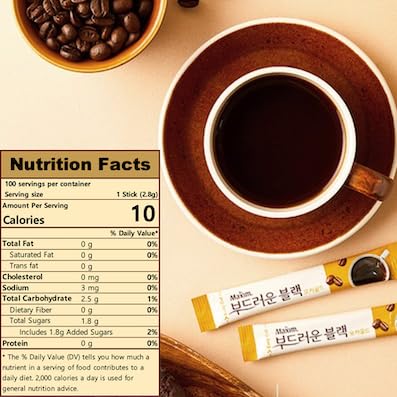 Maxim Arabica 100 Sweet Soft Black Coffee Coffee + Xylitol Sugar 2 in 1 100 Sticks