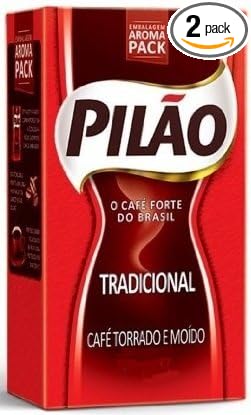 Pilão Roasted and Ground Coffee 8.80 oz | Café Pilão Torrado e Moído 250g (PACK OF 02)