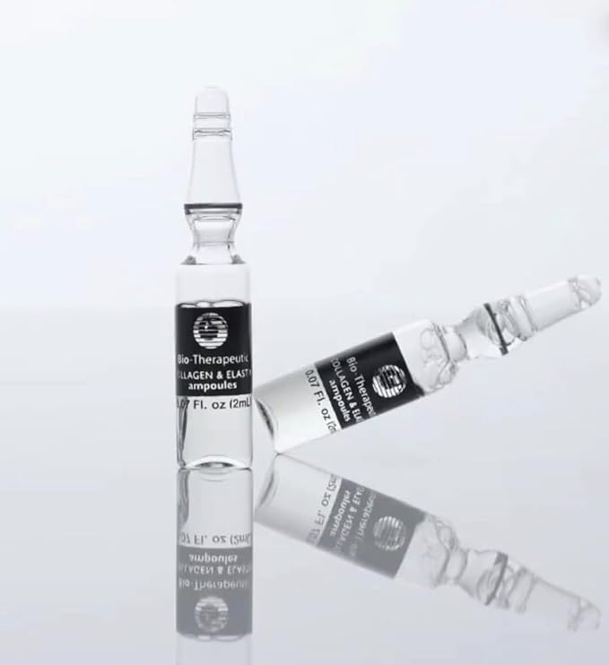 Bio-Therapeutic Collagen &amp Elastin Ampoules Concentrated Facial Serum Hydrates and Firms All Skin Types with Gentle and Restorative Water Based Formula - 10 Glass Vials