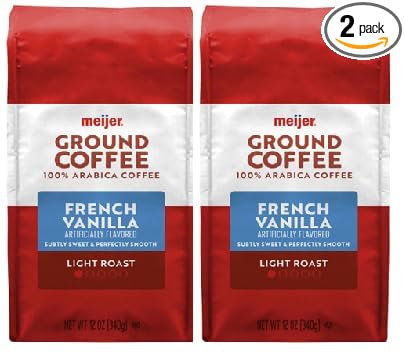 French Vanilla Ground Coffee Light Roast (2 Bags 12 oz. Each)