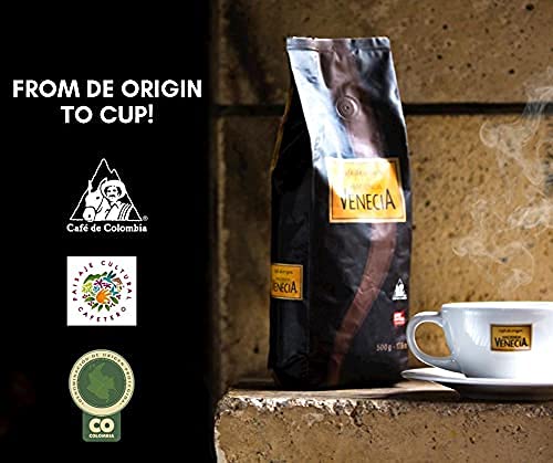 Hacienda Venecia Whole Bean Coffee Medium Roast 100% Colombian Arabica Single Origin from Manizales - 17.6 oz Bag