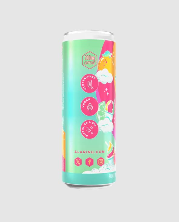 Alani Sherbet Swirl Energy Drinks sugar free low calorie energy drinks 12 Fl Oz Cans (Pack of 6)