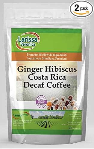 Ginger Hibiscus Costa Rica Decaf Coffee (Gourmet Naturally Flavored Whole Coffee Beans) (16 oz ZIN: 568315) - 2 Pack