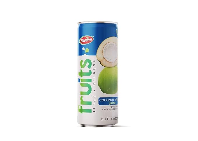 NASAMI Coconut Water Original Flavor Made with Fresh Coconut Water Plant Based - Non GMO Canned Water - Natural Hydration Essential Electrolytes &amp Potassium 11.1 FL OZ Cans Pack of 24