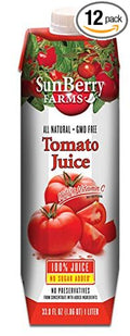 Sunberry Farms Tomato Juice 100% 33.8 fl oz. (12 count)