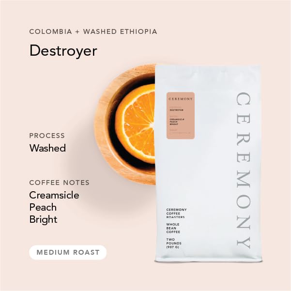 Ceremony Coffee Roasters - Destroyer Espresso Blend - Specialty Whole Bean or Ground Coffee- 2lb Bag (Drip - Medium Grind)
