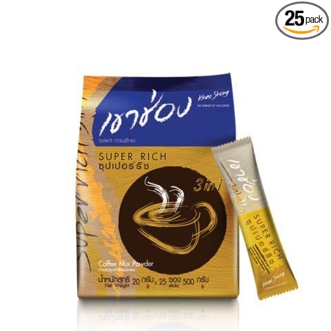 Instant Coffee Mix Powder 3 in 1 Khao Shong Super Rich Thai Coffee Blend [ 20g. X 25 Sachets ]